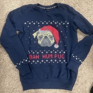 Bah Hum Pug Womens Pullover Sweatshirt